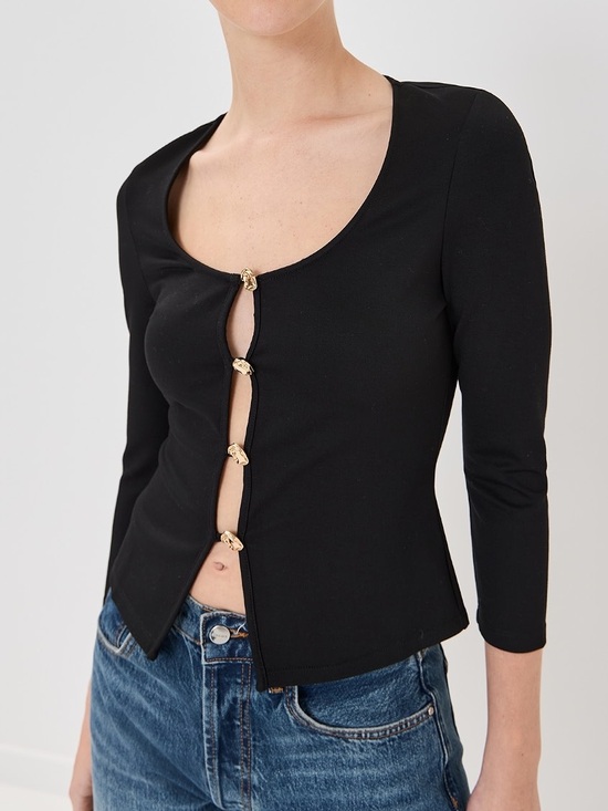 Reformation Tops - Reformation Black Owen Knit Top Size L